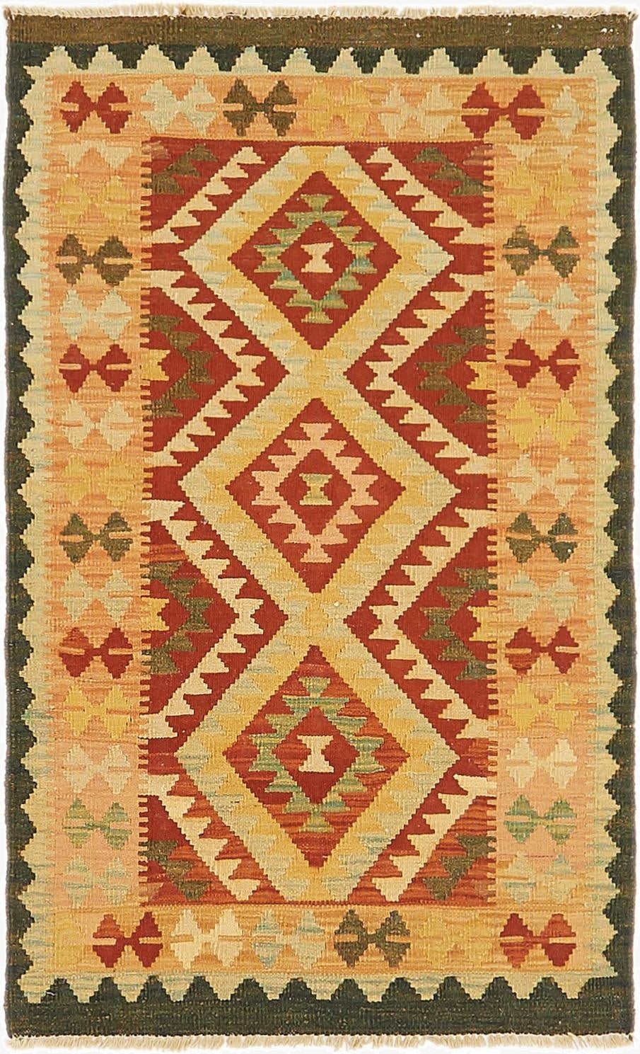 2' 7 x 4' 4  Hand Woven Kilim Waziri Wool Rug