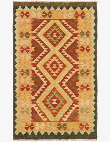 2' 7 x 4' 4 Hand Woven Kilim Waziri Wool Rug
