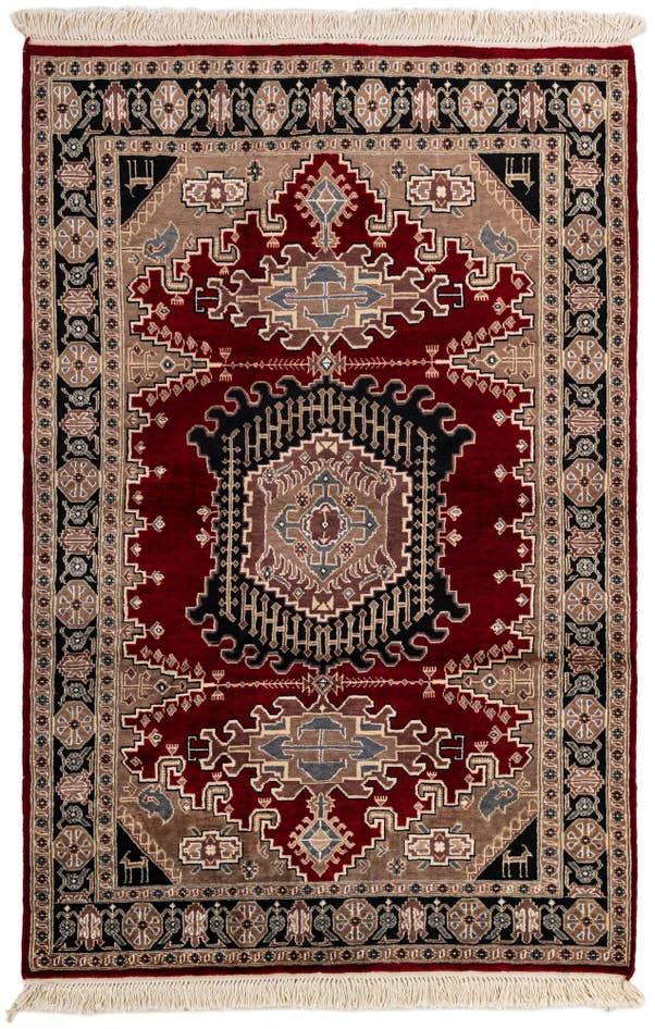 Detail image of 4' 2 x 6' 2 Hand Knotted Lahour Oriental Rug
