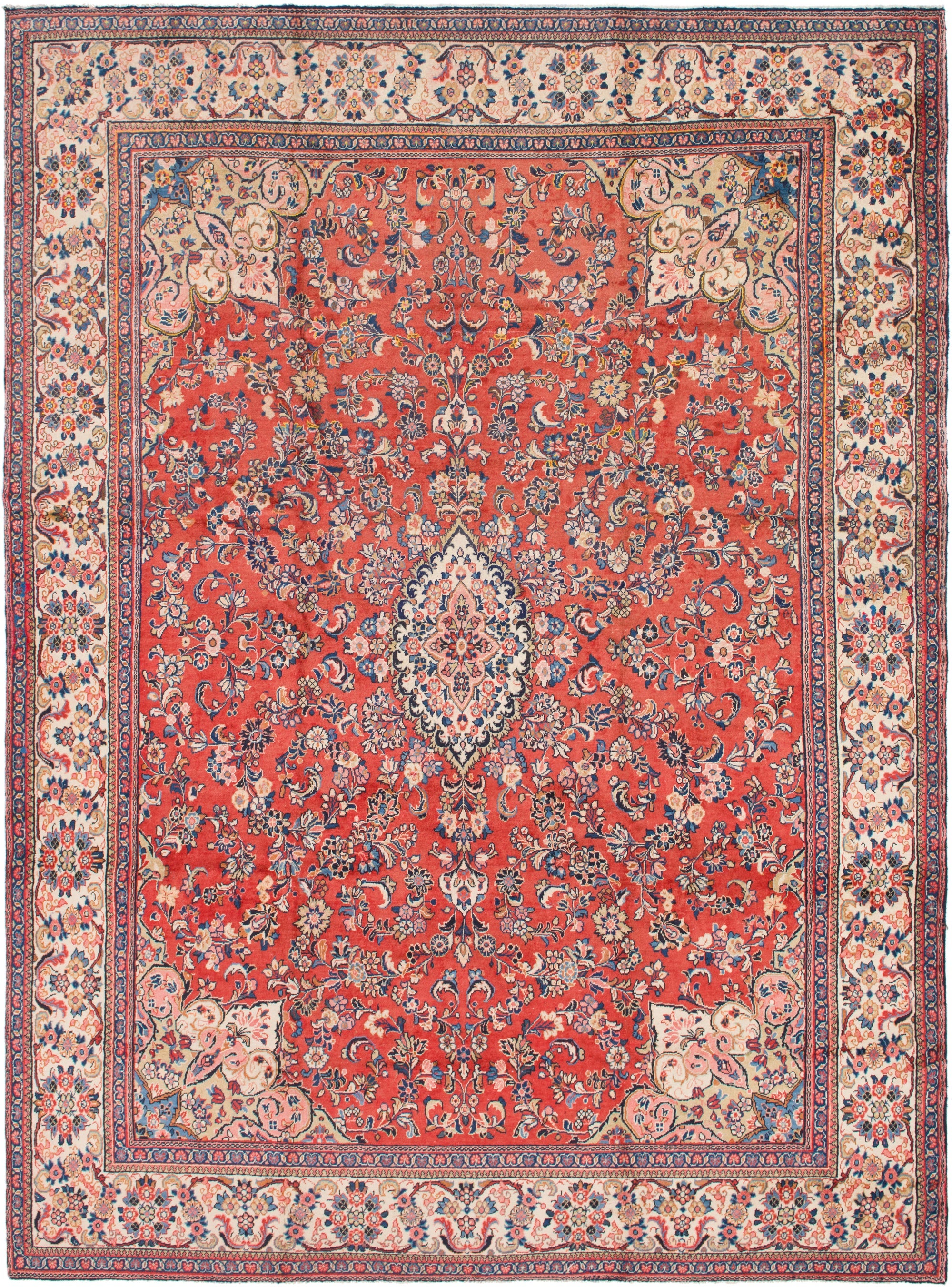 10' x 13' 7 Hand Knotted Mahal Persian Wool Rug