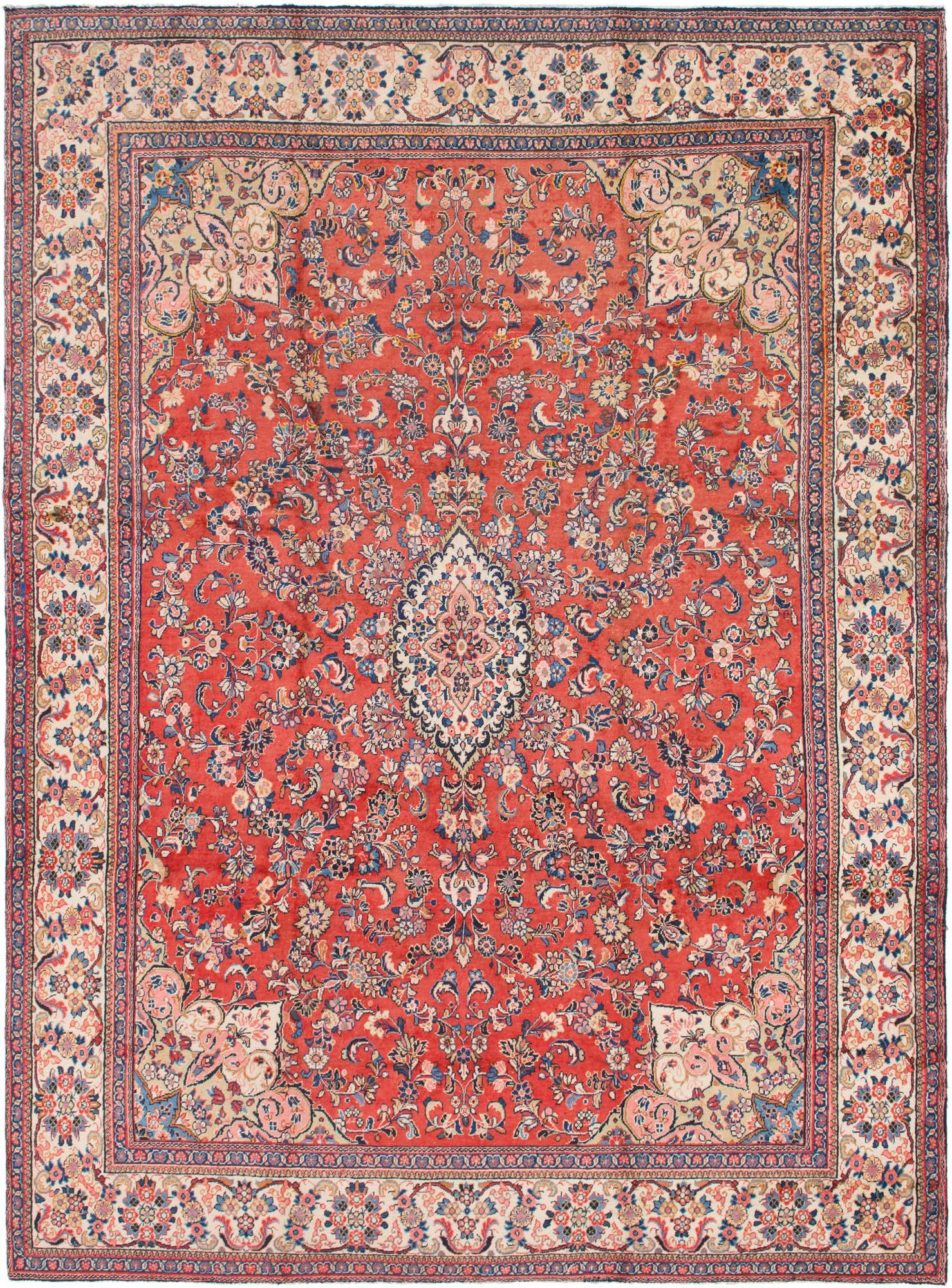 10' x 13' 7 Hand Knotted Mahal Persian Wool Rug