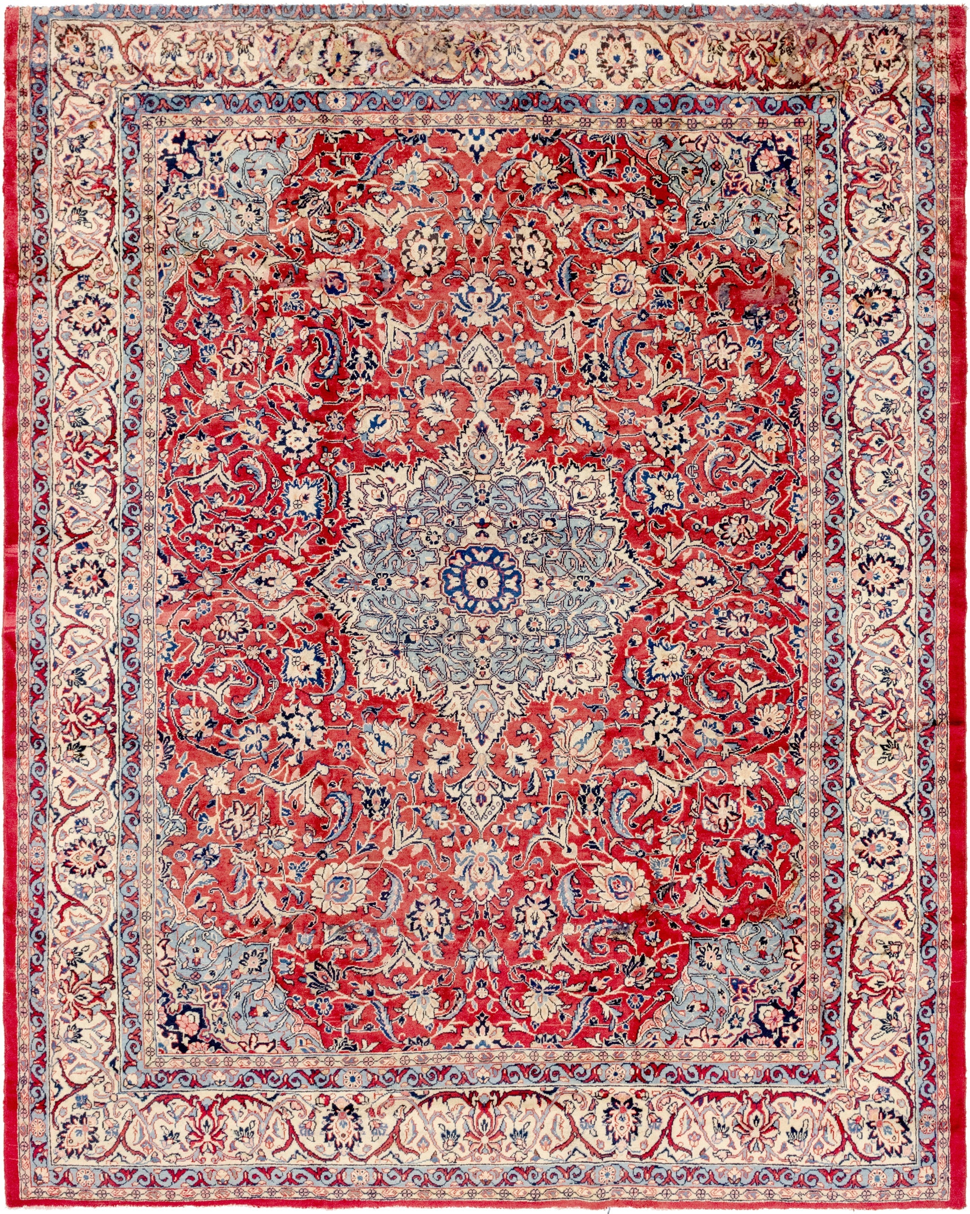 10' 4 x 13' 3  Hand Knotted Mahal Persian Wool Rug
