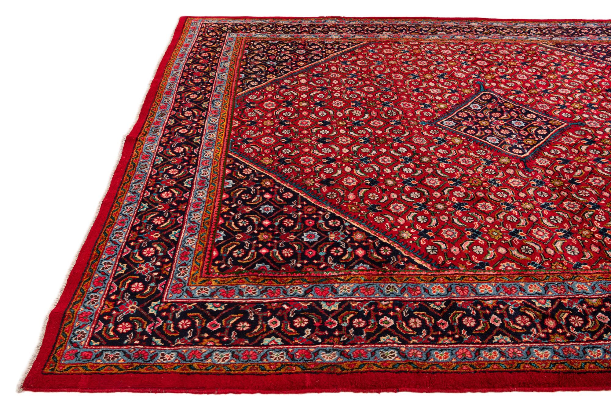 9' 8 x 12' 10 Hand Knotted Mahal Persian Wool Rug