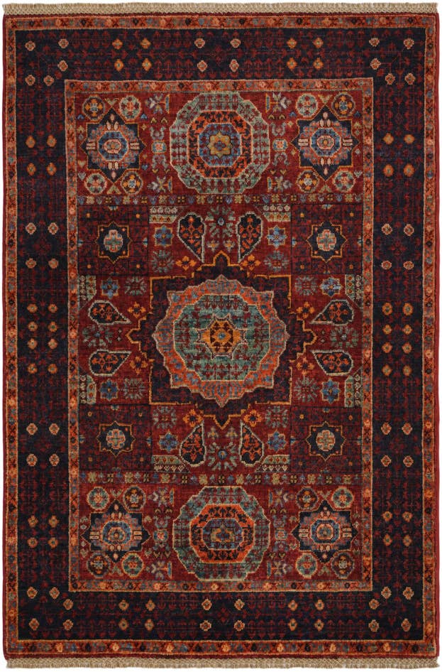 Detailansicht von 100cm x 150cm Handgeknüpft Mamluk Ziegler Teppich