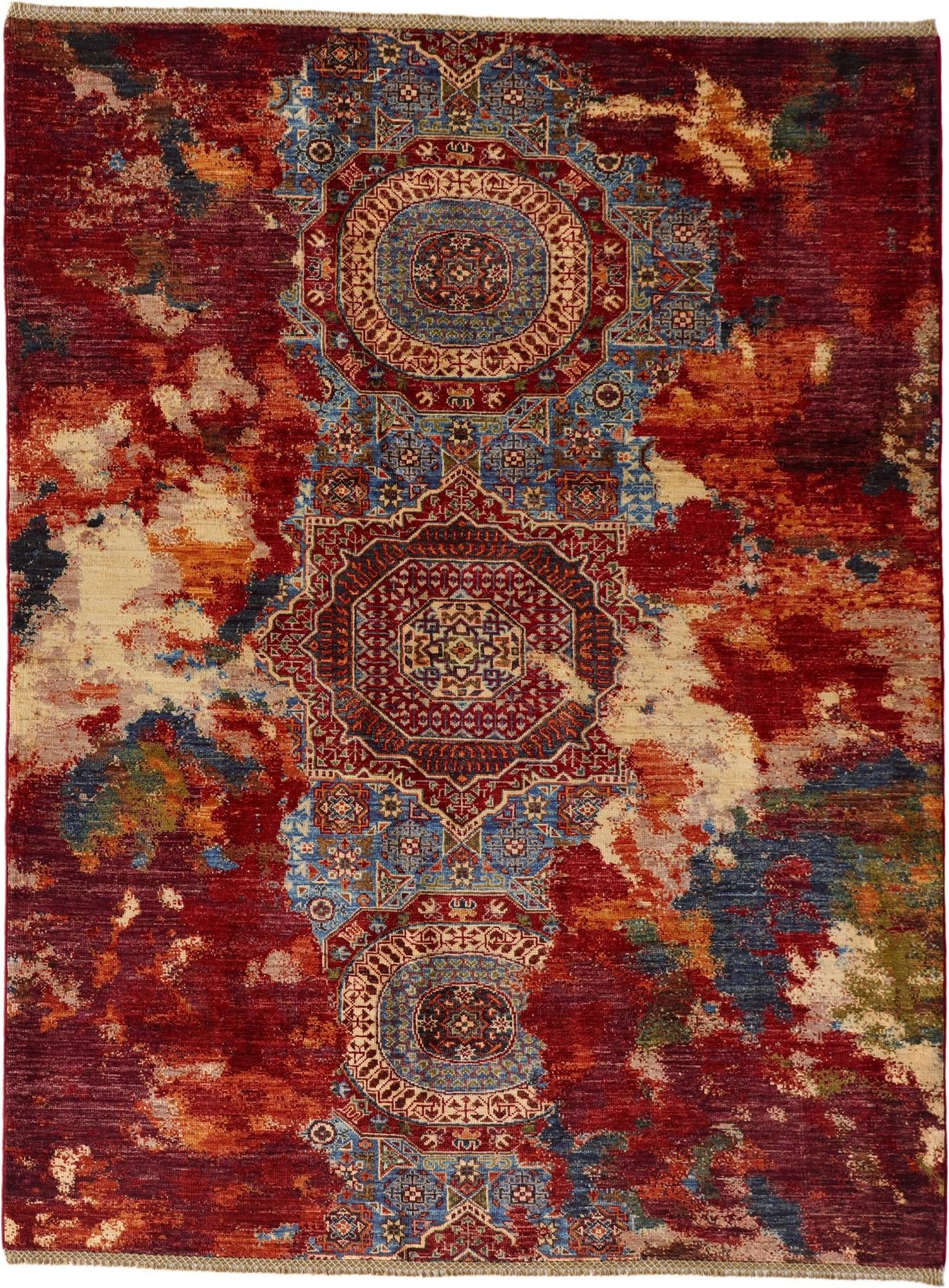 5' 2 x 6' 10 Hand Knotted Mamluk Ziegler Rug