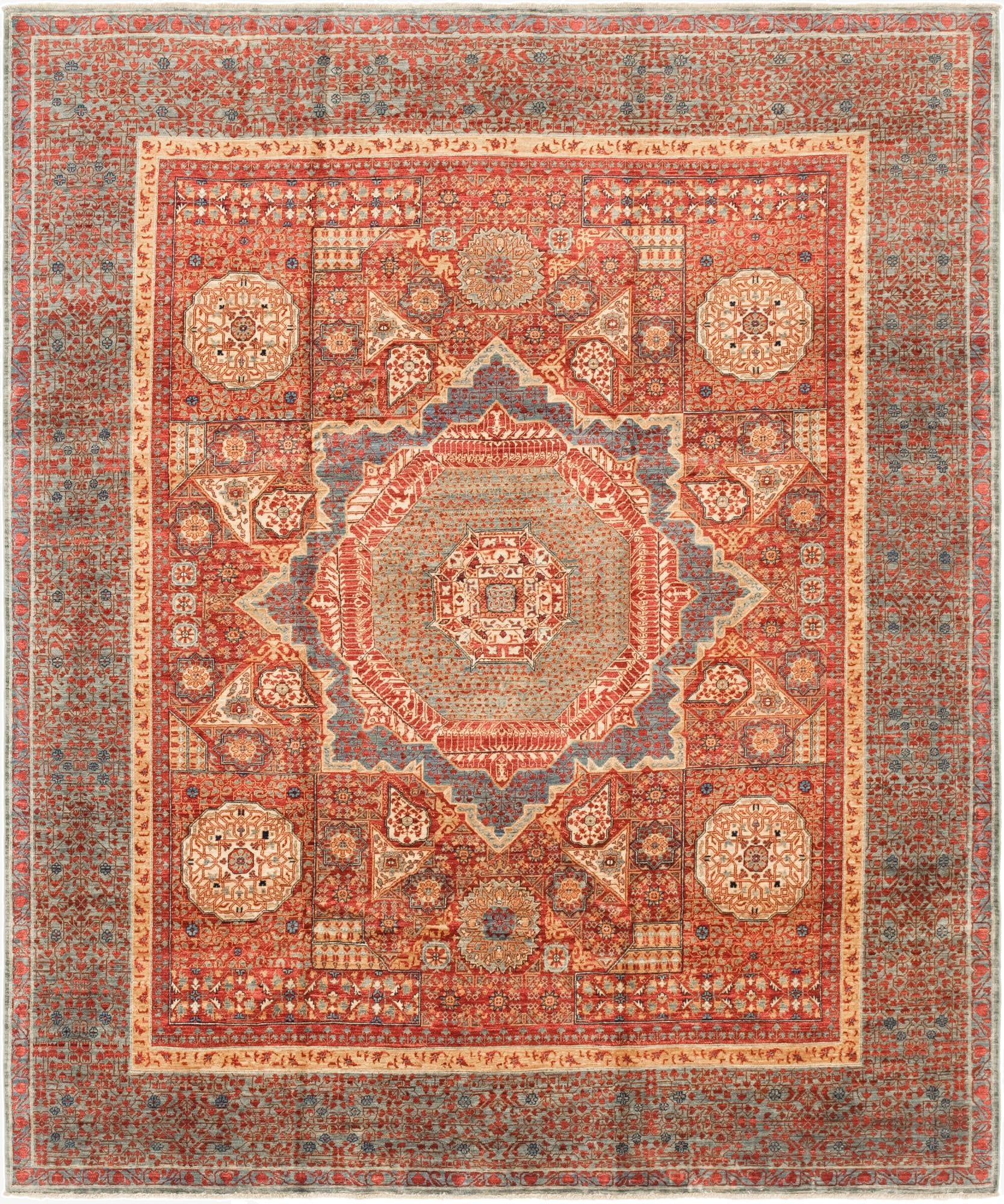 8' 2 x 9' 9  Hand Knotted Mamluk Ziegler Rug