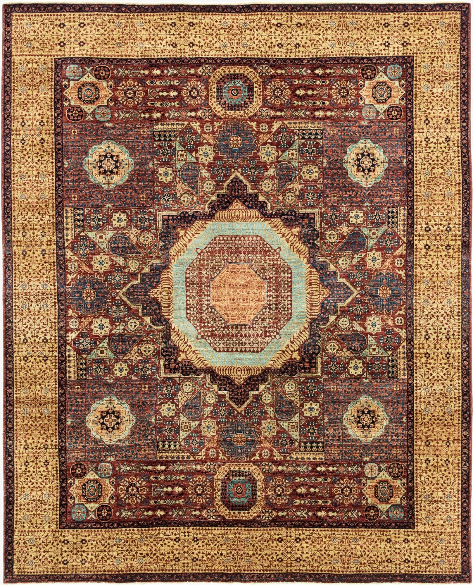 7' 1 x 9' 9  Hand Knotted Mamluk Ziegler Rug