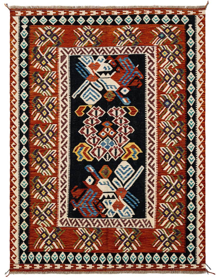 Detail image of 5' 2 x 6' 11 Hand Knotted Marok Kilim Rug