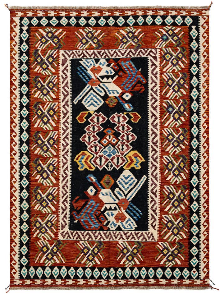 Detail image of 5' 2 x 6' 11 Hand Knotted Marok Kilim Rug