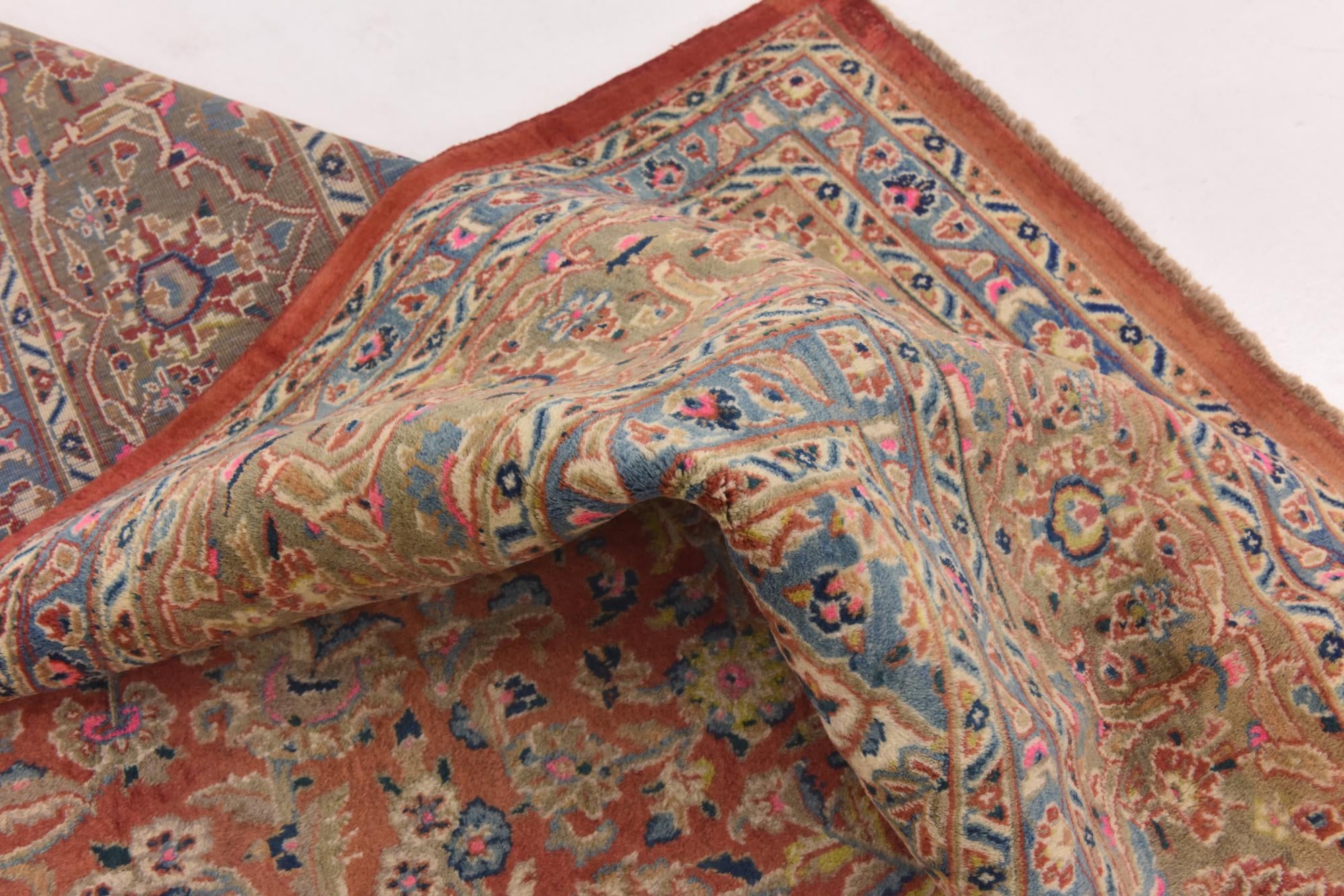 9' 8 x 13' Hand Knotted Mashad Persian Wool Rug