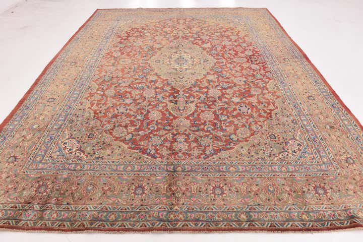 9' 8 x 13' Hand Knotted Mashad Persian Wool Rug