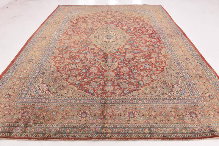 Detail image of 9' 8 x 13' Hand Knotted Mashad Persian Wool Rug