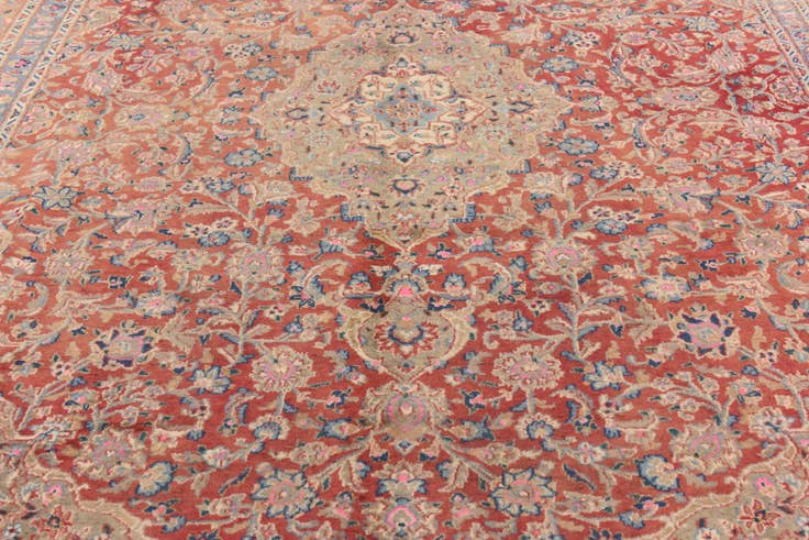 Detail image of 9' 8 x 13' Hand Knotted Mashad Persian Wool Rug