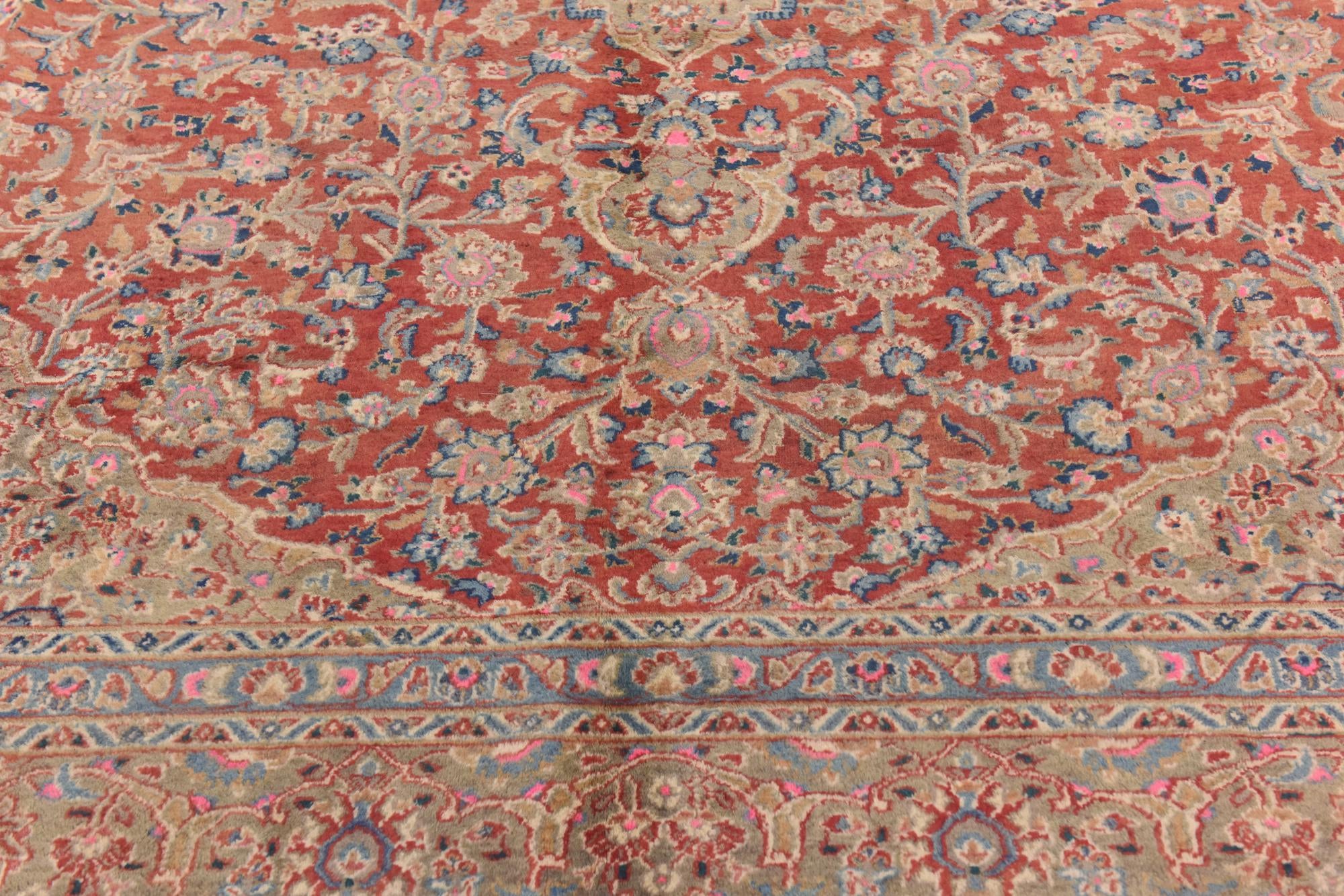 9' 8 x 13' Hand Knotted Mashad Persian Wool Rug
