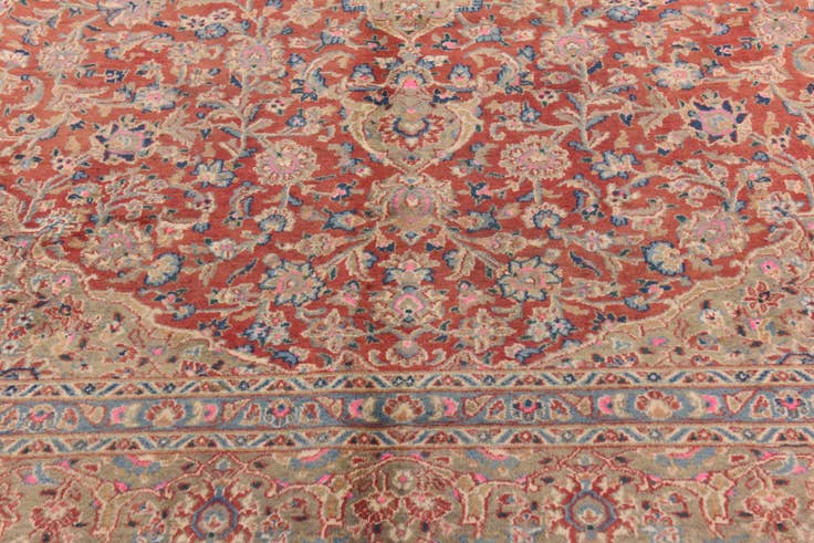 Detail image of 9' 8 x 13' Hand Knotted Mashad Persian Wool Rug