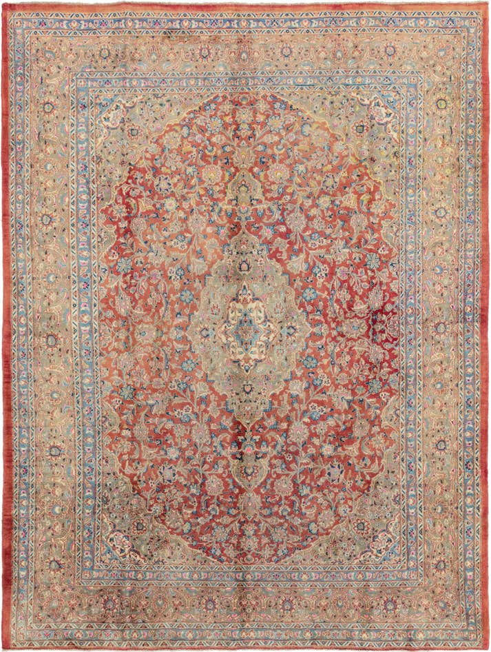 Detail image of 9' 8 x 13' Hand Knotted Mashad Persian Wool Rug