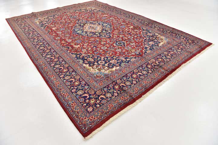 9' 7 x 12' 10 Hand Knotted Mashad Persian Wool Rug