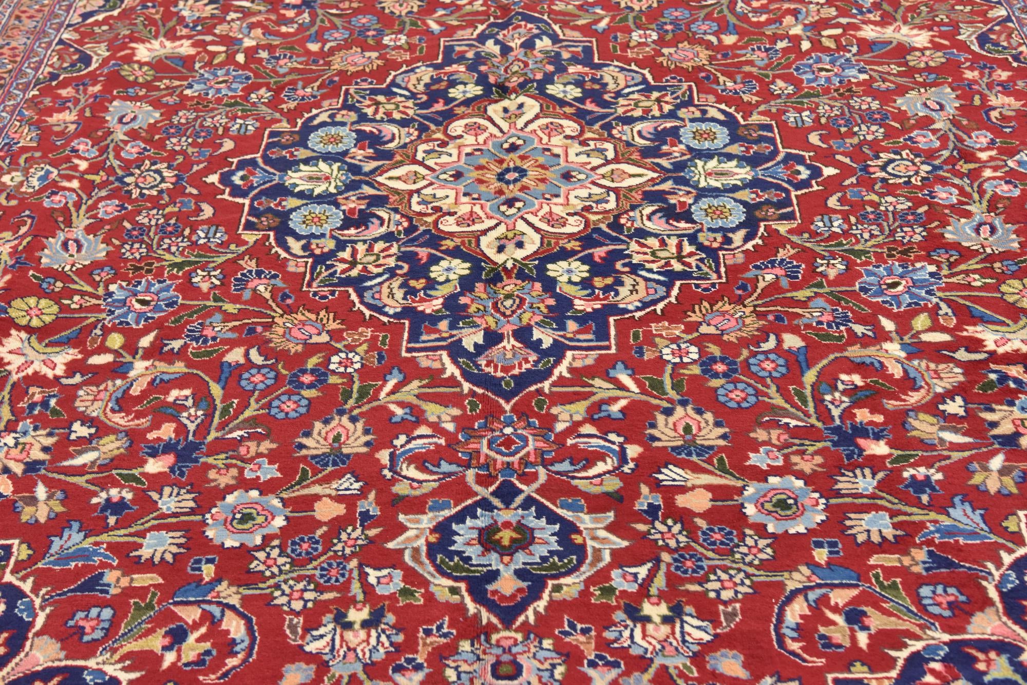 9' 7 x 12' 10 Hand Knotted Mashad Persian Wool Rug