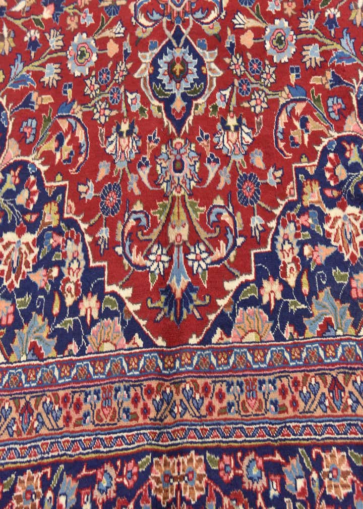 9' 7 x 12' 10 Hand Knotted Mashad Persian Wool Rug