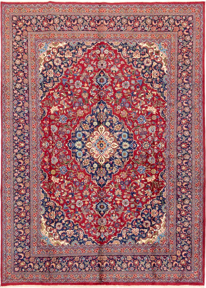 9' 7 x 12' 10 Hand Knotted Mashad Persian Wool Rug
