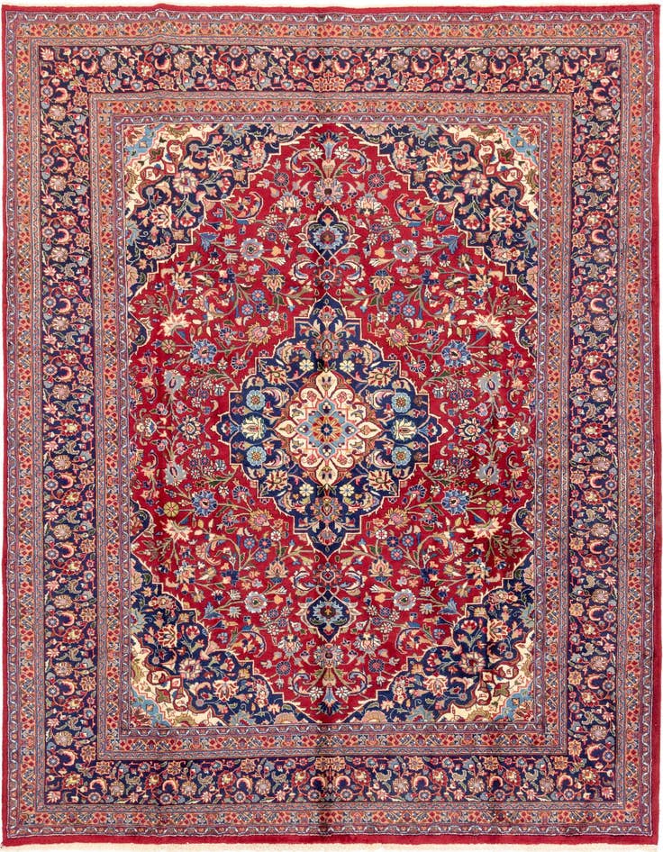 Detail image of 9' 7 x 12' 10 Hand Knotted Mashad Persian Wool Rug