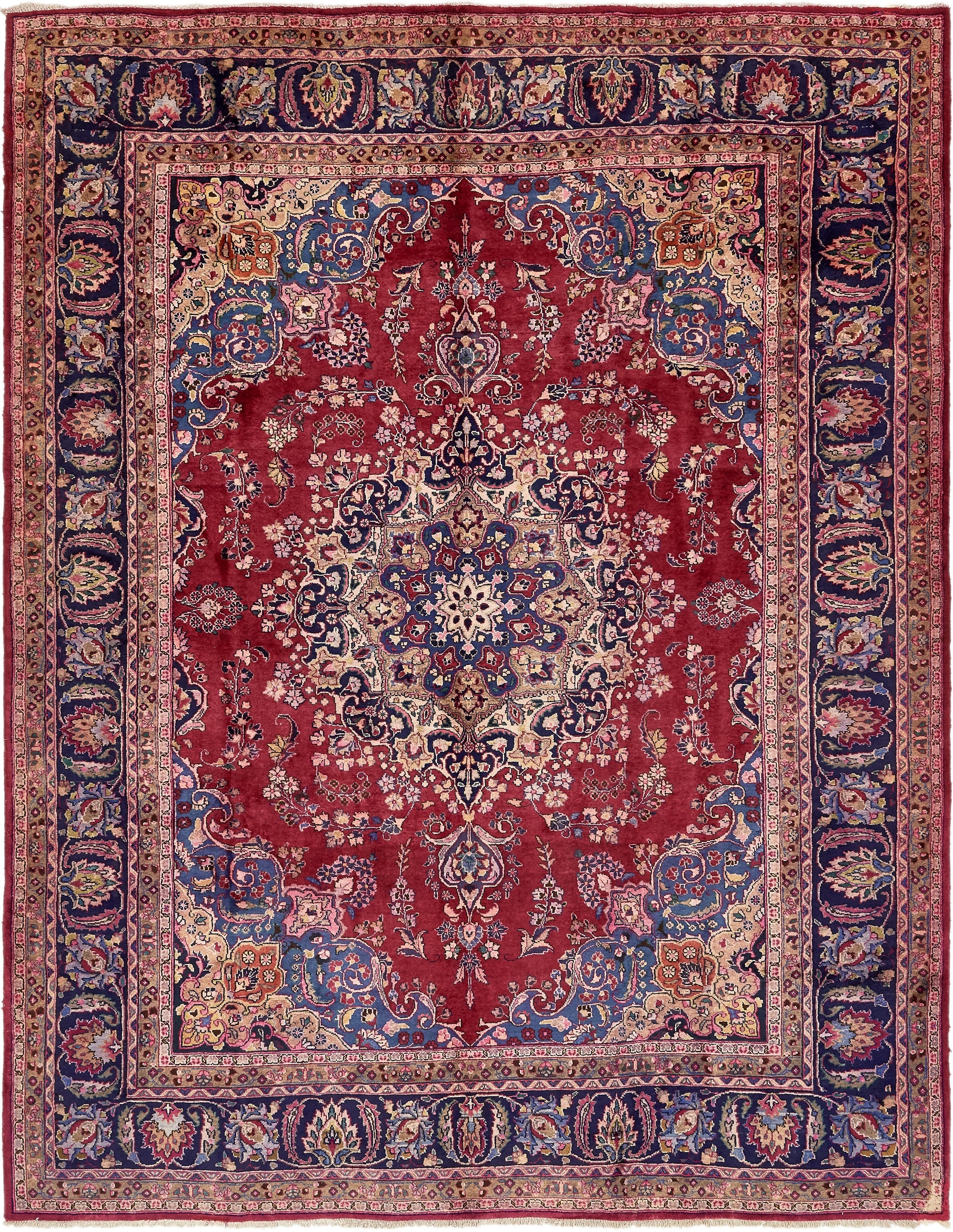 9' 8 x 12' 8  Hand Knotted Mashad Persian Wool Rug