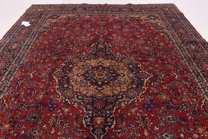 9' 10 x 13' 8 Hand Knotted Mashad Persian Wool Rug