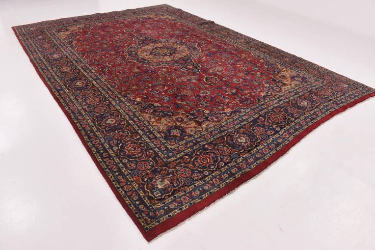 Detail image of 9' 10 x 13' 8 Hand Knotted Mashad Persian Wool Rug