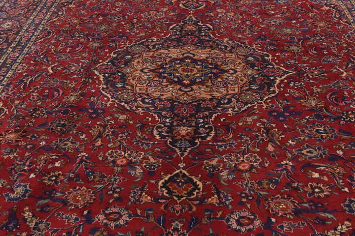 9' 10 x 13' 8 Hand Knotted Mashad Persian Wool Rug
