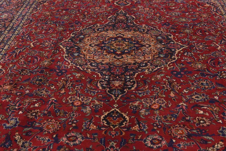 Detail image of 9' 10 x 13' 8 Hand Knotted Mashad Persian Wool Rug