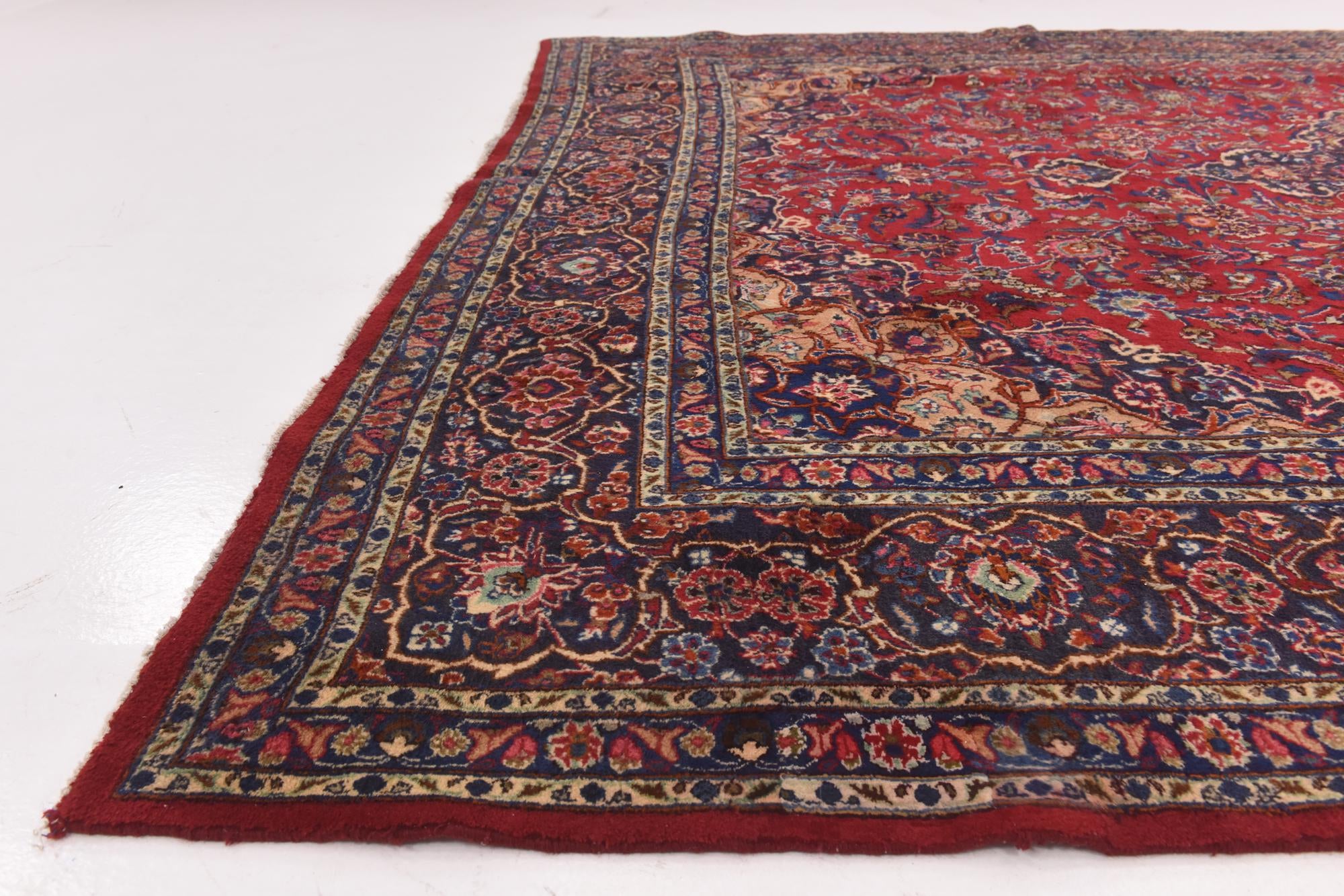 9' 10 x 13' 8 Hand Knotted Mashad Persian Wool Rug