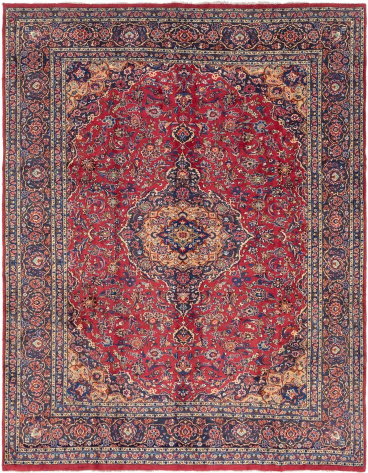 Detail image of 9' 10 x 13' 8 Hand Knotted Mashad Persian Wool Rug