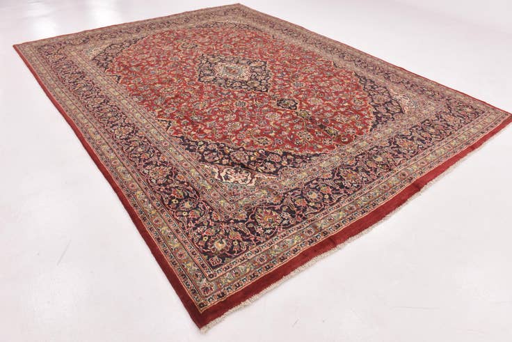 Detail image of 9' 8 x 12' 8 Hand Knotted Mashad Persian Wool Rug
