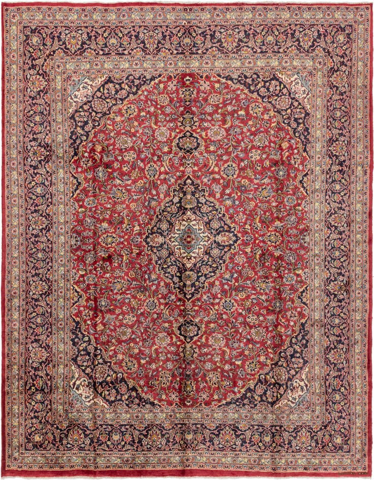 Detail image of 9' 8 x 12' 8 Hand Knotted Mashad Persian Wool Rug