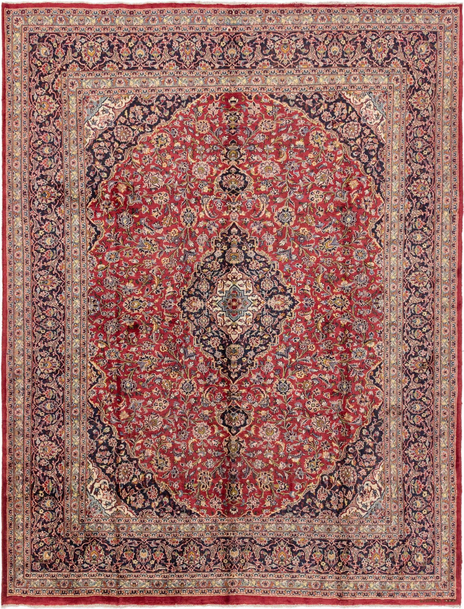 9' 8 x 12' 8 Hand Knotted Mashad Persian Wool Rug