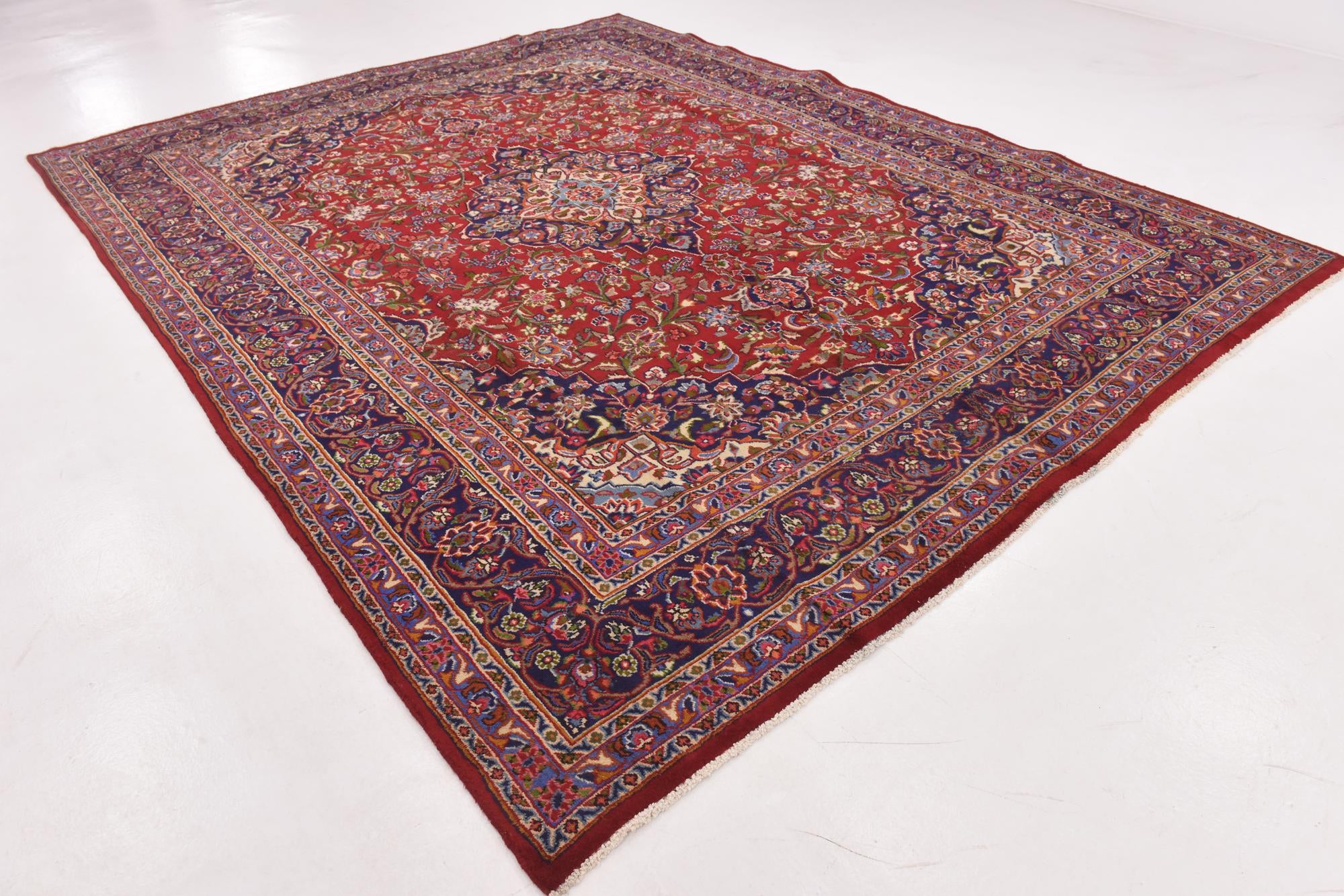 9' 8 x 12' 8 Hand Knotted Mashad Persian Wool Rug