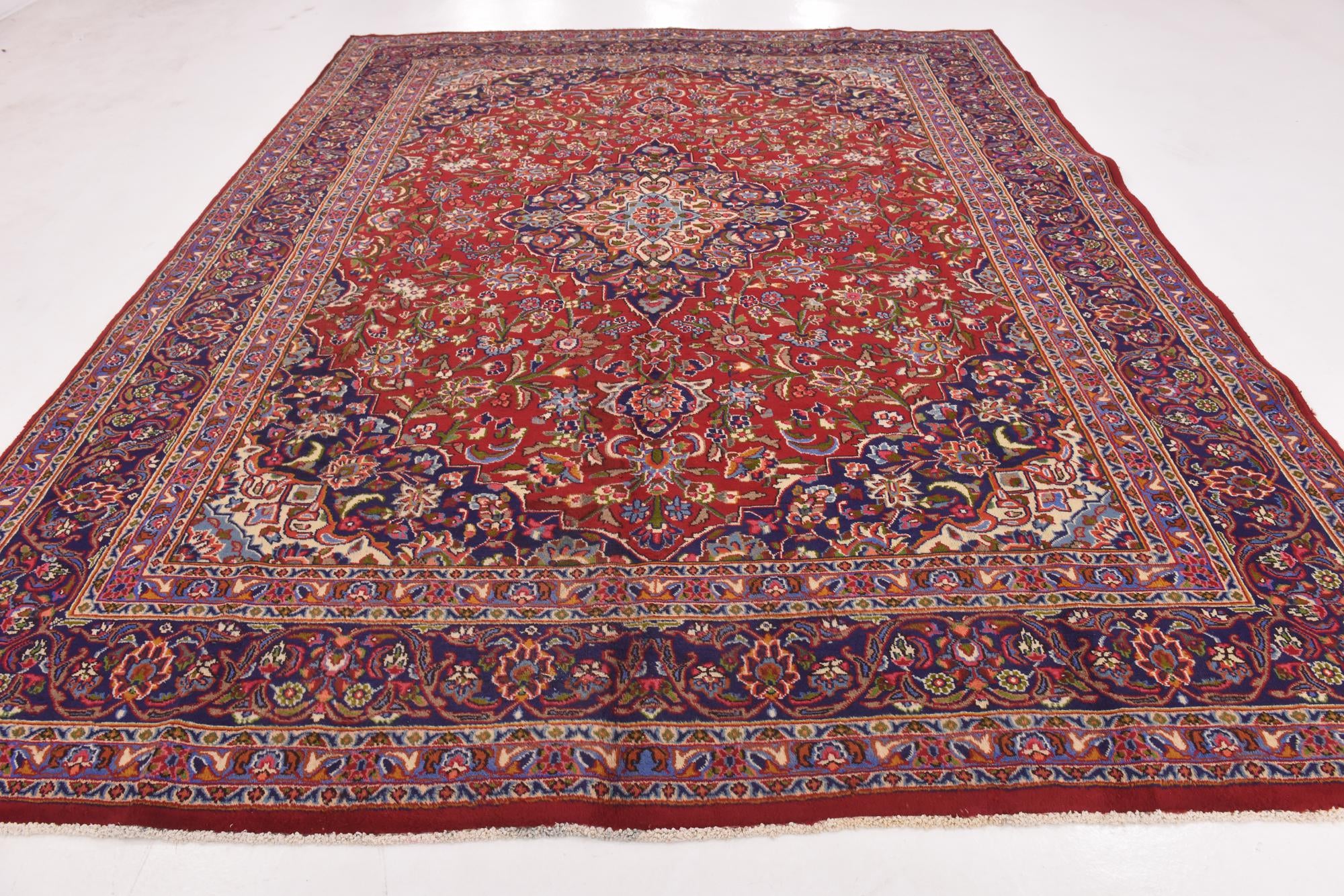 9' 8 x 12' 8 Hand Knotted Mashad Persian Wool Rug
