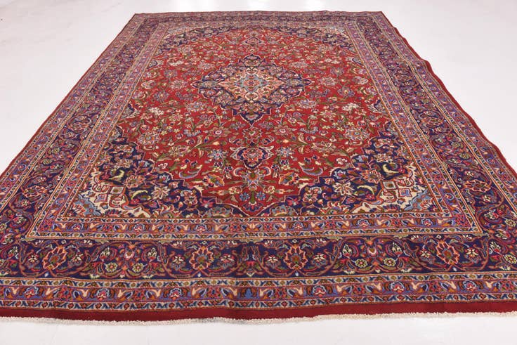 Detail image of 9' 8 x 12' 8 Hand Knotted Mashad Persian Wool Rug