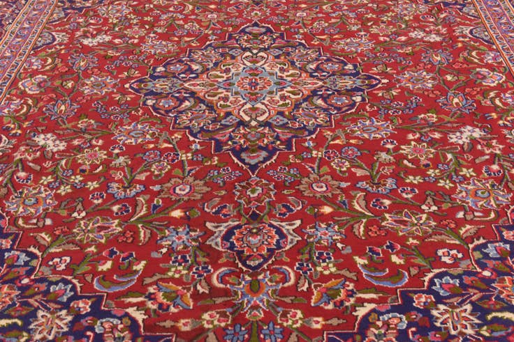 Detail image of 9' 8 x 12' 8 Hand Knotted Mashad Persian Wool Rug