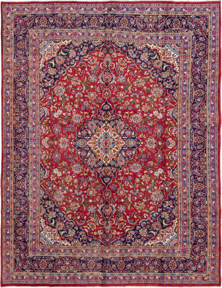 Detail image of 9' 8 x 12' 8 Hand Knotted Mashad Persian Wool Rug