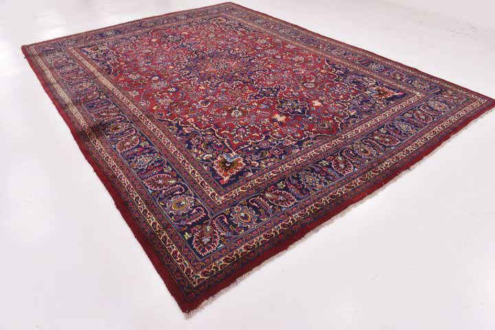 9' 8 x 13' Hand Knotted Mashad Persian Wool Rug