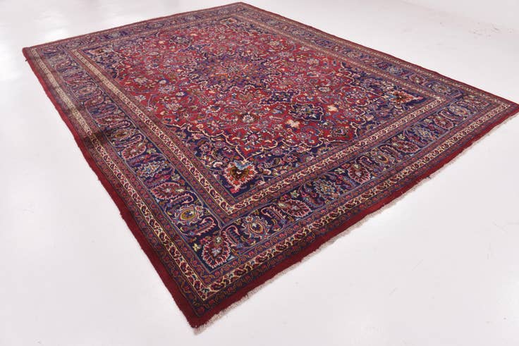 Detail image of 9' 8 x 13' Hand Knotted Mashad Persian Wool Rug
