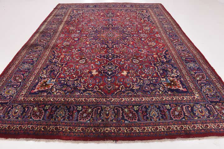 9' 8 x 13' Hand Knotted Mashad Persian Wool Rug