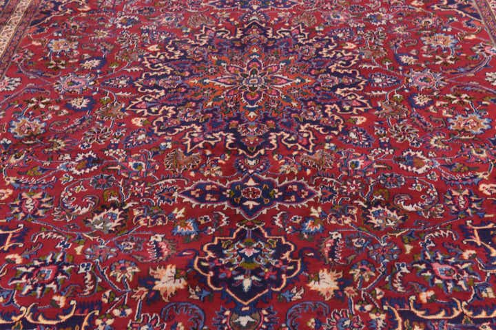 9' 8 x 13' Hand Knotted Mashad Persian Wool Rug