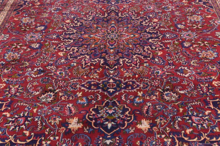 Detail image of 9' 8 x 13' Hand Knotted Mashad Persian Wool Rug
