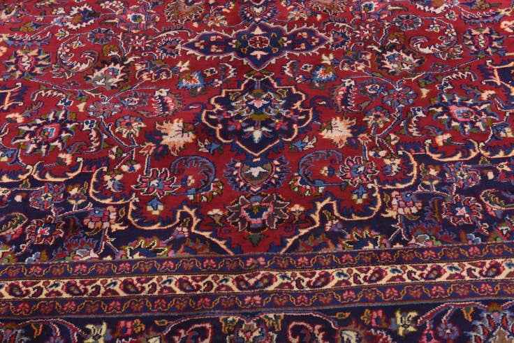 Detail image of 9' 8 x 13' Hand Knotted Mashad Persian Wool Rug