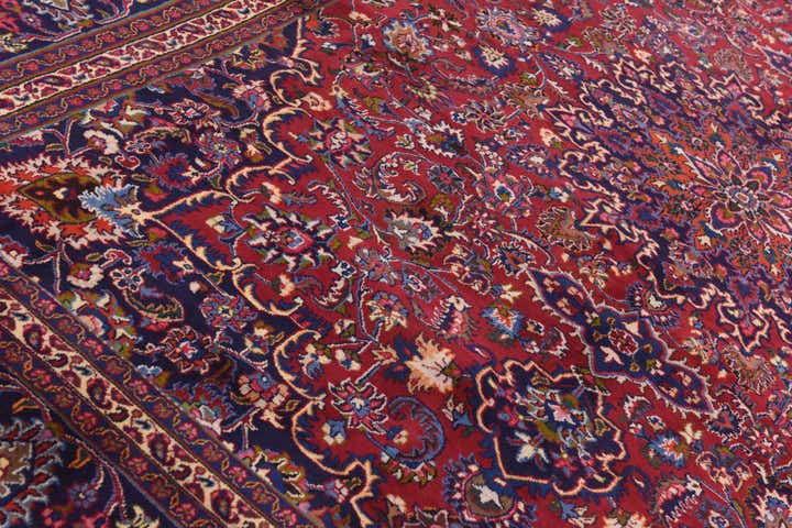 9' 8 x 13' Hand Knotted Mashad Persian Wool Rug