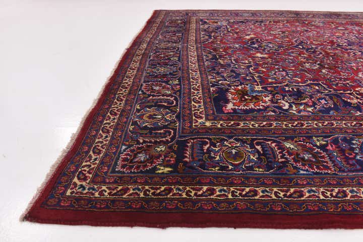 9' 8 x 13' Hand Knotted Mashad Persian Wool Rug