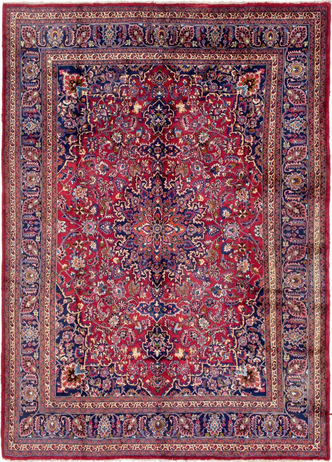 Detail image of 9' 8 x 13' Hand Knotted Mashad Persian Wool Rug