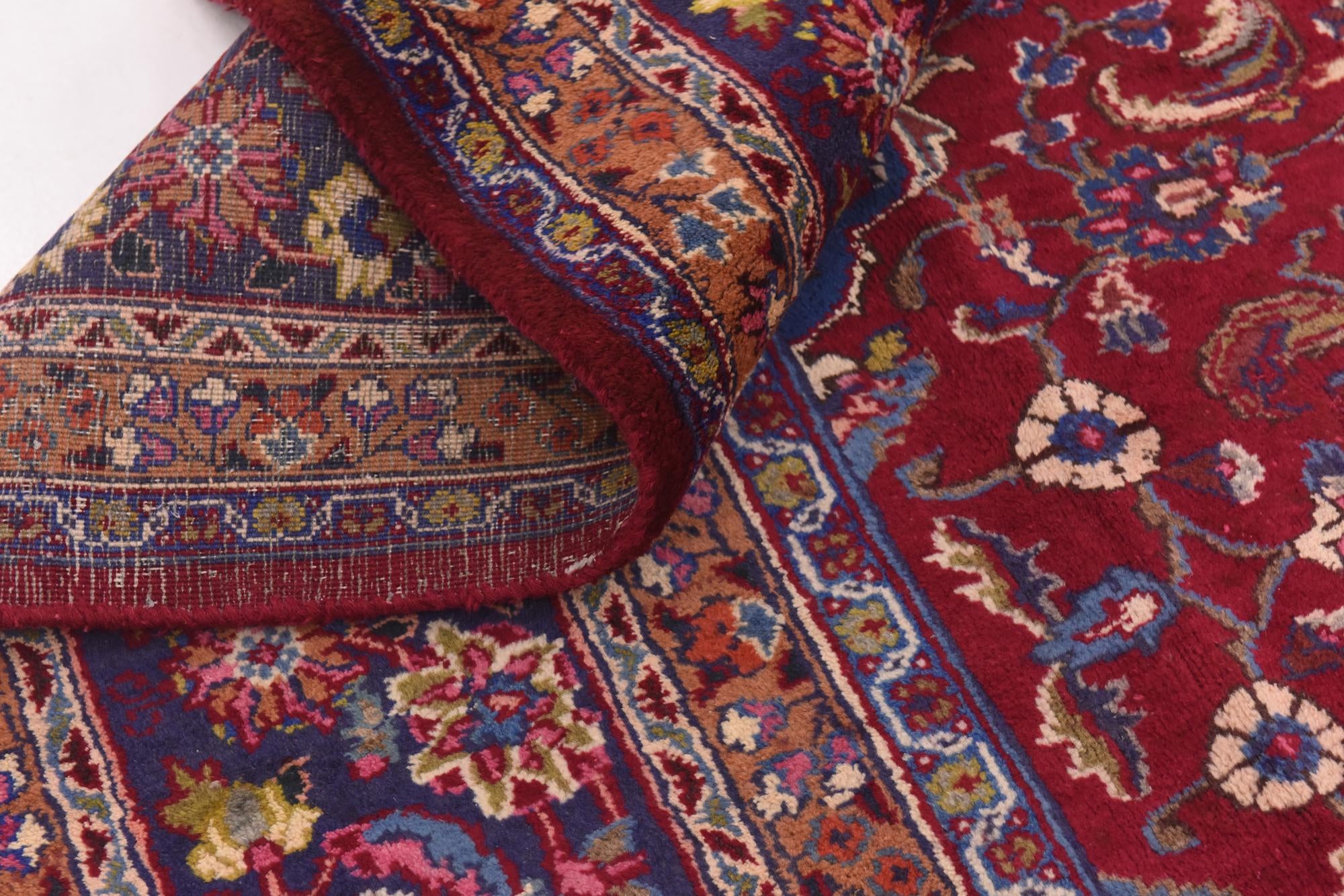 10' x 12' 6 Hand Knotted Mashad Persian Wool Rug